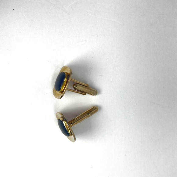 Vintage‎ Anson Onyx Cufflinks Gold Tone Black Center Bullet Back Signed - Picture 8 of 11